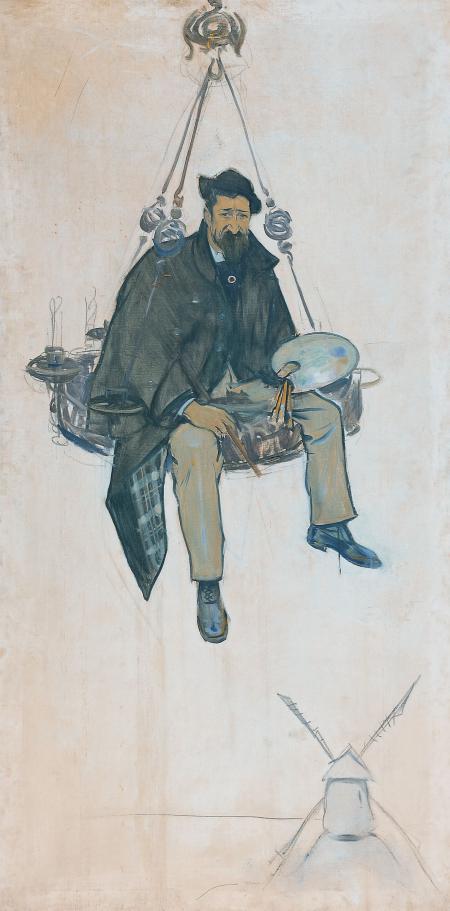 Rusiñol sobre una làmpada de ferro forjat, Ramon Casas (1893)