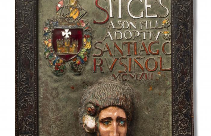 Placa homenatge de Sitges a Santiago Rusiñol, 1913