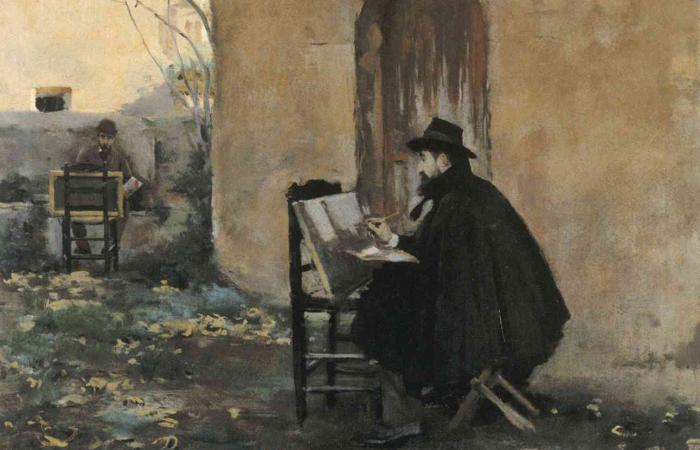 'Retratant-se', de Ramon Casas i Santiago Rusiñol (1890). Museu del Cau Ferrat 'Retratant-se', de Ramon Casas i Santiago Rusiñol (1890). Museu del Cau Ferrat