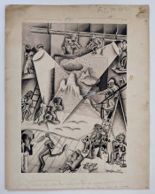 Sense títol. 1930. Dibuix al llapis de grafit, al llapis de cera, a la tinta xinesa, a l'aquarel·la i al guaix sobre paper. Jacint Bofarull i Foraster (Barcelona, 1903-1977)